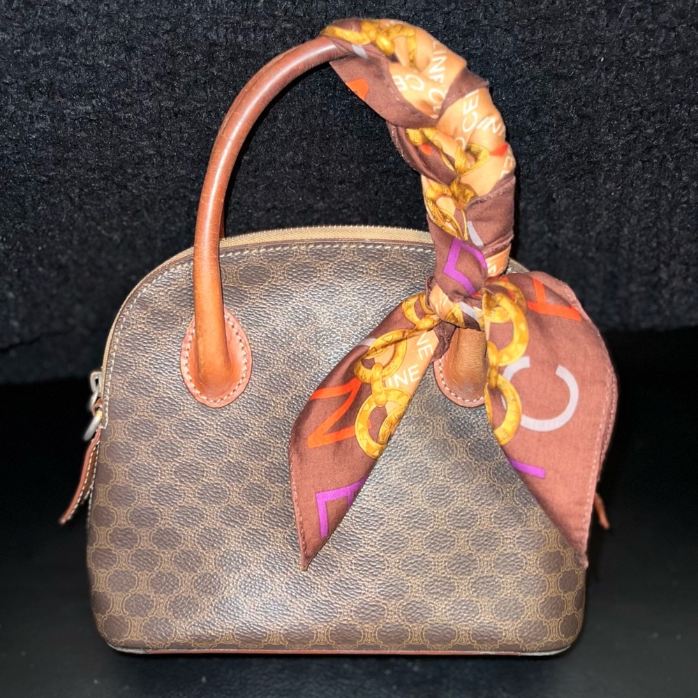 Vintage Celine Macadam Handbag and Celine Handkerchief